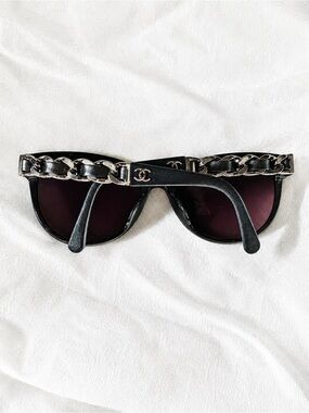 Gorgeous authentic Chanel sunglasses with silver chain
